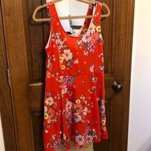 Divided Red Floral Dress
